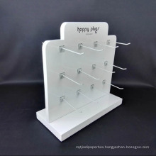 Retail Shop Counter White 2 Sided Acrylic Hook Display Stand for Earphone